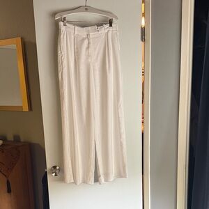 White Wide-Leg Lined Linen pants